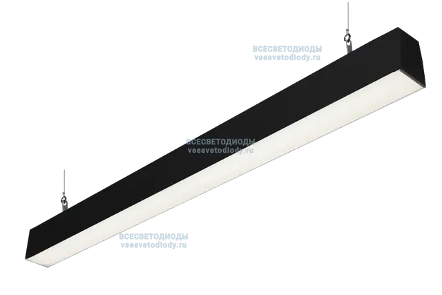 Модульный линейный светодиодный светильник КРИСТАЛЛ 30Вт-3400Лм, 5000-5500K, ОПАЛ, IP44 с БАП (vsesv) на 1 час Черный производство ВСЕСВЕТОДИОДЫ арт. vs353-30-op-5k-li1h-9005