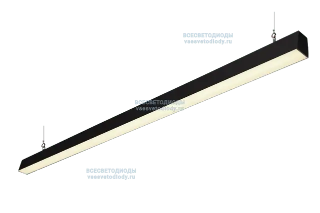 Модульный линейный светодиодный светильник КРИСТАЛЛ 56Вт-6150Лм, 4000-4500K, Опал IP44 с БАП (vsesv) на 1 час Черный производство ВСЕСВЕТОДИОДЫ арт. vs352-56-op-4k-li1h-ral9005