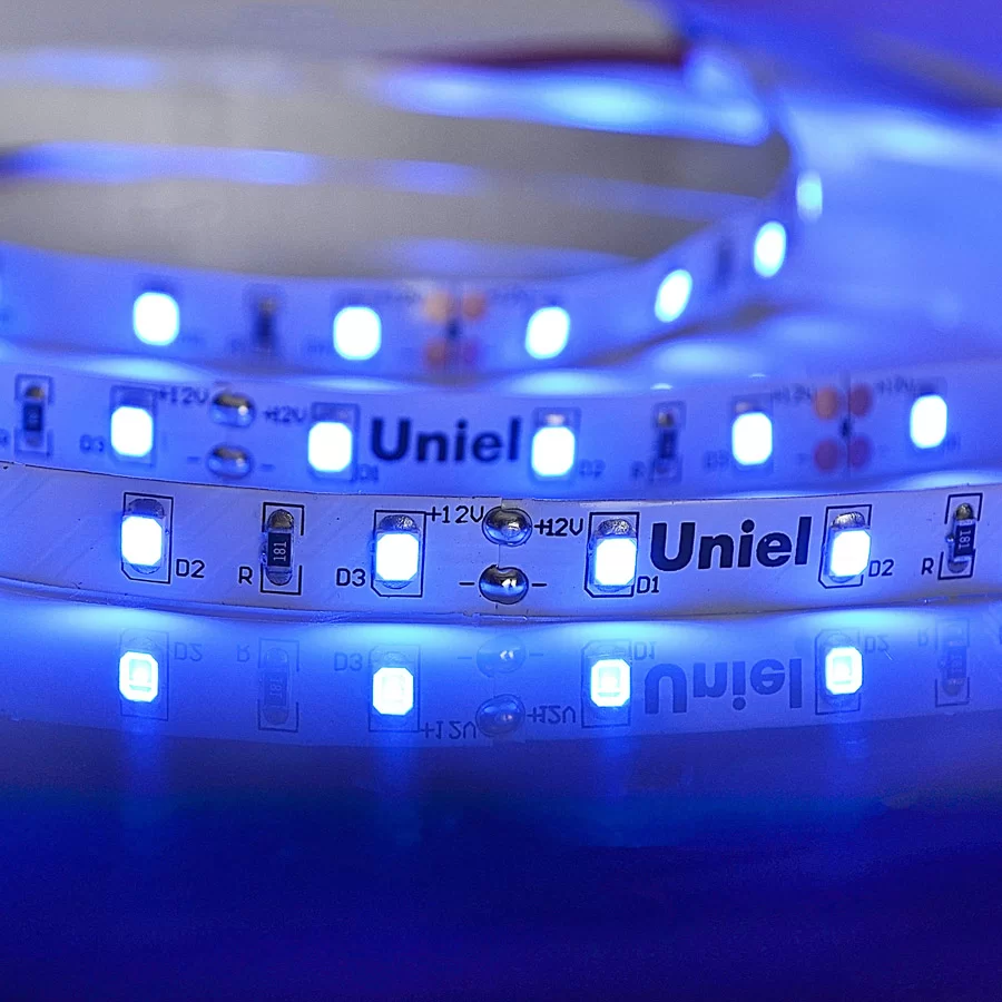 ULS-M11-2835-60LED/m-8mm-IP20-DC12V-4,8W/m-5M-BLUE PROFI катушка в герметичной упаковке  в Москве 