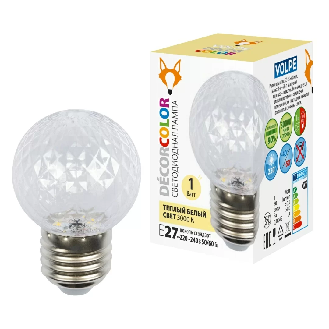 LED-D45-1W/3000K/E27/CL/С PINEAPPLE  в Москве 