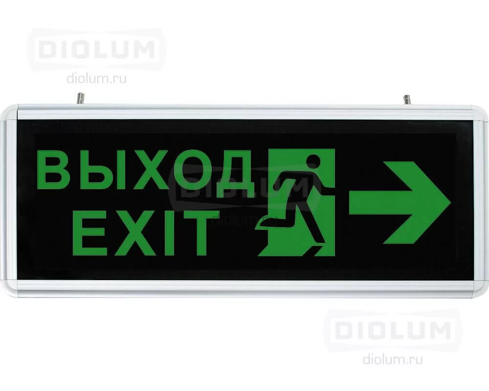 Аварийный эвакуационный указатель "Выход" со стрелкой IP20 производства Diolum