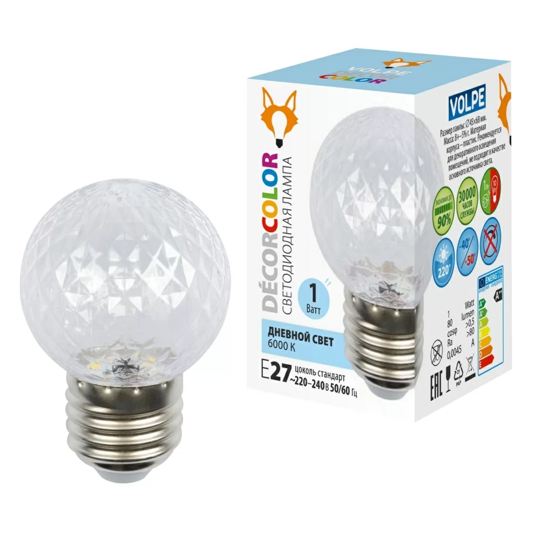 LED-D45-1W/6000K/E27/CL/С PINEAPPLE  в Москве 